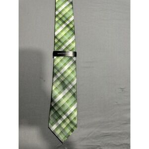 NWT‎ Geoffrey Beene Green/White Plaid Neck Tie